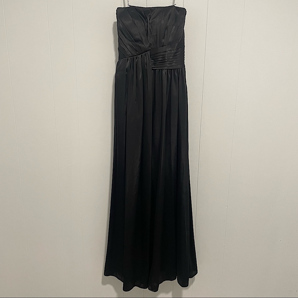 Bari Jay Black Strapless Charmeuse Long Gown Dress - style 309